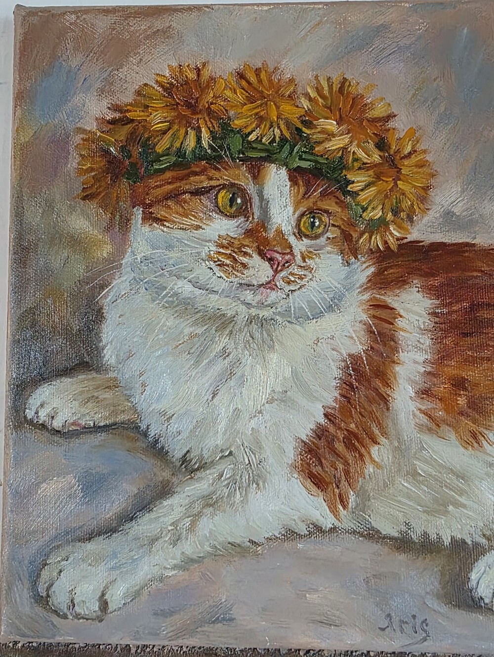 Abstract oil Painting cute cat
